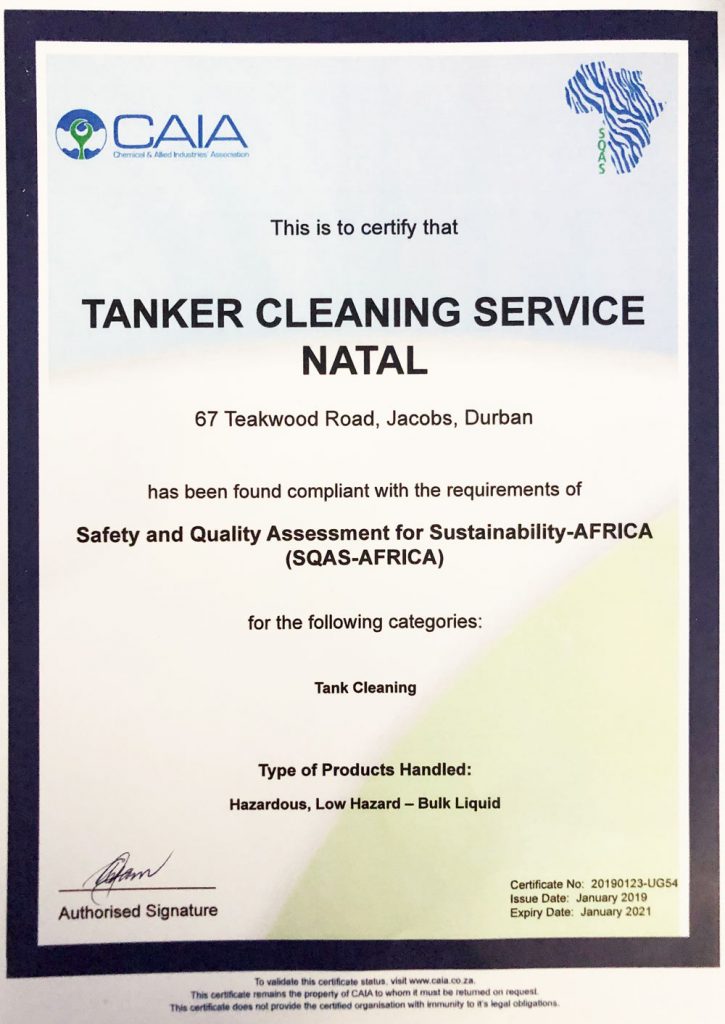 Health and Safety Tanker Cleaning Service Natal